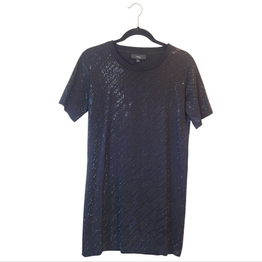 Diesel Black Rhinestone T-Shirt Dress Women's Size S